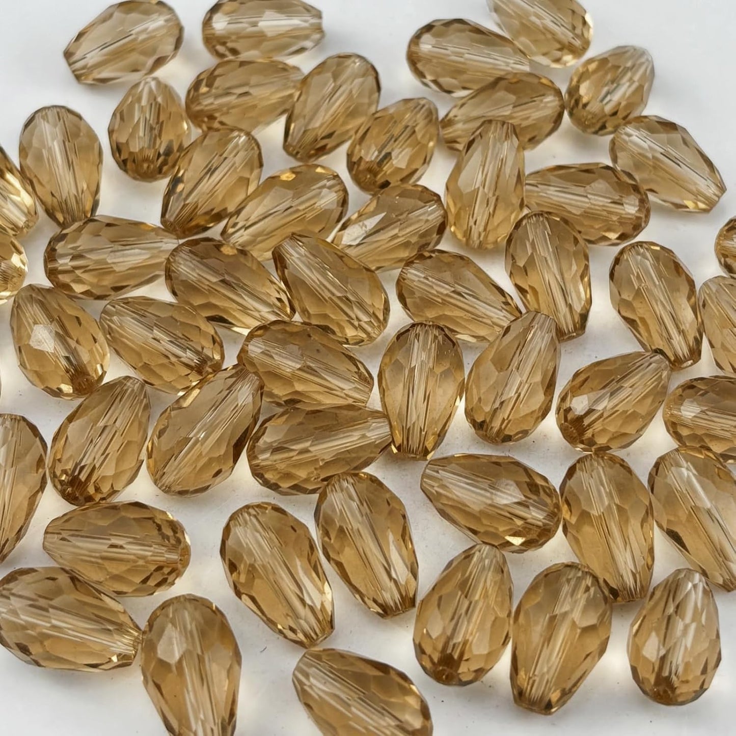 150pcs 4x6mm Teardrop Crystal Glass Beads for Jewelry Making, Faceted Vertical Hole Teardrop Glass Spacer Beads for Wind Chimes Bracelet Earring Necklace DIY Craft(Champagne)