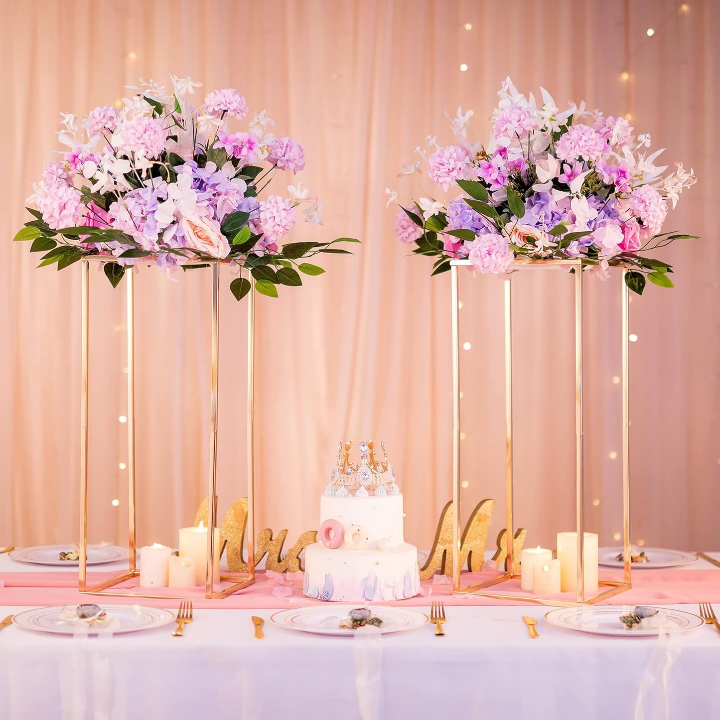 Gold Flower Stand for Table: 23.6” Tall Centerpiece Stand for Wedding Table Reception Floral Center Pieces with Home Decoration Party Event 10 PCS