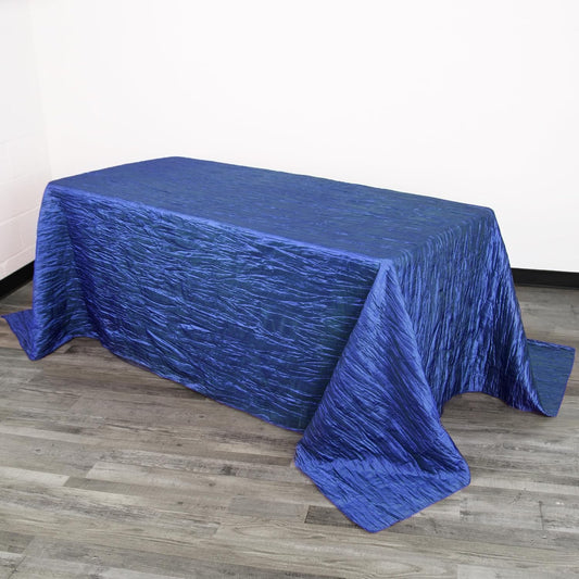 YOUR CHAIR COVERS - 90 x 132 inch Rectangular Crinkle Taffeta Tablecloth - Royal Blue, Rectangle Table Linens for 6 ft Rectangular Tables, Wedding Crushed Table Cloth