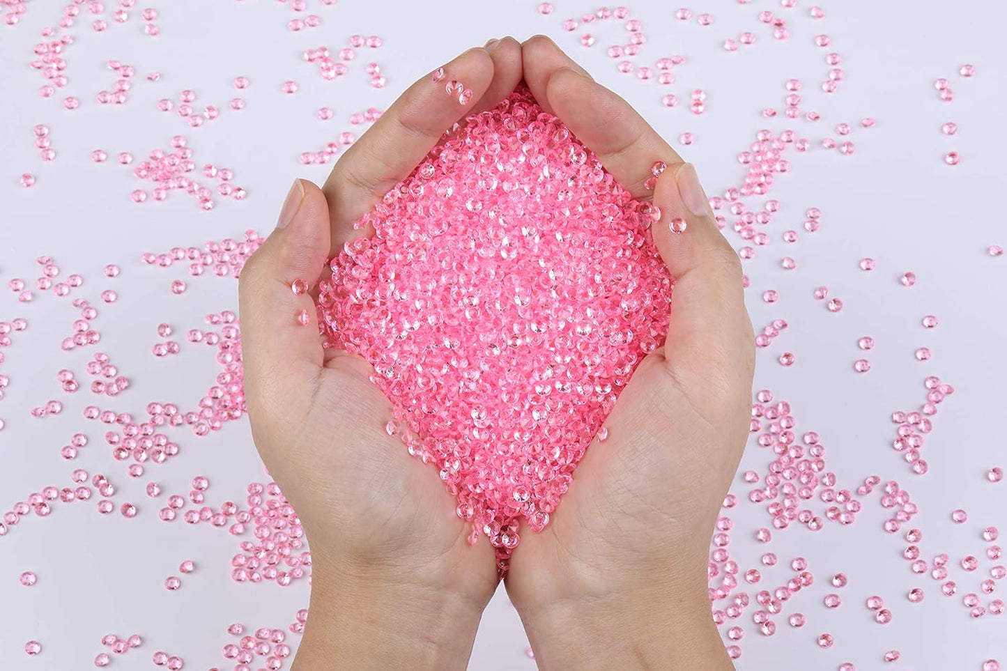 10000 pcs/Pack Wedding Table Scatter Confetti Crystals Acrylic Diamonds Vase Fillers 4.5 mm Rhinestones for Wedding, Bridal Shower, Vase Beads Decorations (Pink)