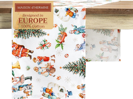 Maison d' Hermine Table Runner 100% Cotton Single Layer Table Runners 108 inches Long for Thanksgiving Christmas Decorations Home Kitchen Dining Party Wedding (Chromo, 14.5" x 108")