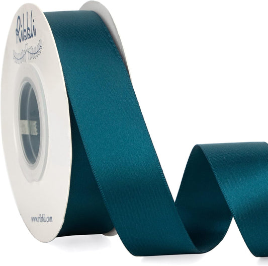 Ribbli Double Faced Teal Ribbon,1” x Continuous 25 Yards,Use for Bows Bouquet,Gift Wrapping,Floral Arrangement