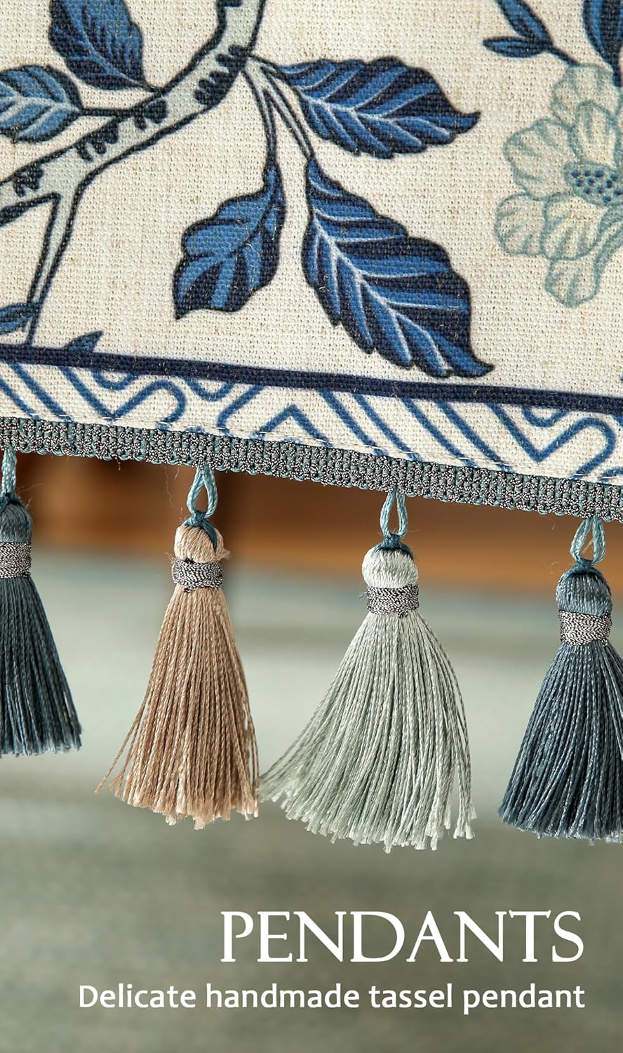 Decorative Linen Table Runner 87 Inches Long,Chinoiserie Blue Floral Cloth Runner for Coffee Table Decor Tabletop Table Runners for Kitchen,Dining,Party,Home,Christmas,12"*87"