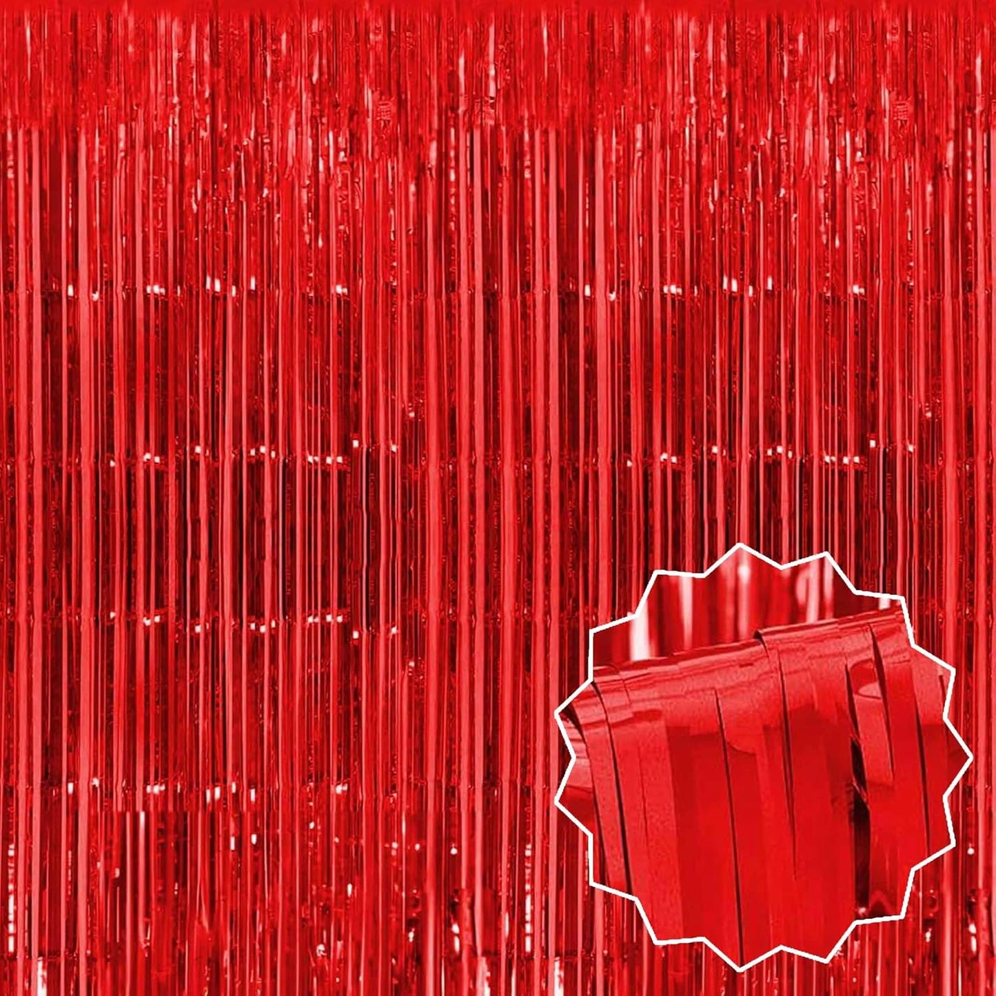 6 Pack Red Foil Fringe Curtains Backdrop, 3.28 x 8.2 Ft Metallic Streamers Tinsel Curtains Background for Photo Booth, Birthday, Weddings, Carnivals, Graduation, Themed Party Decorations
