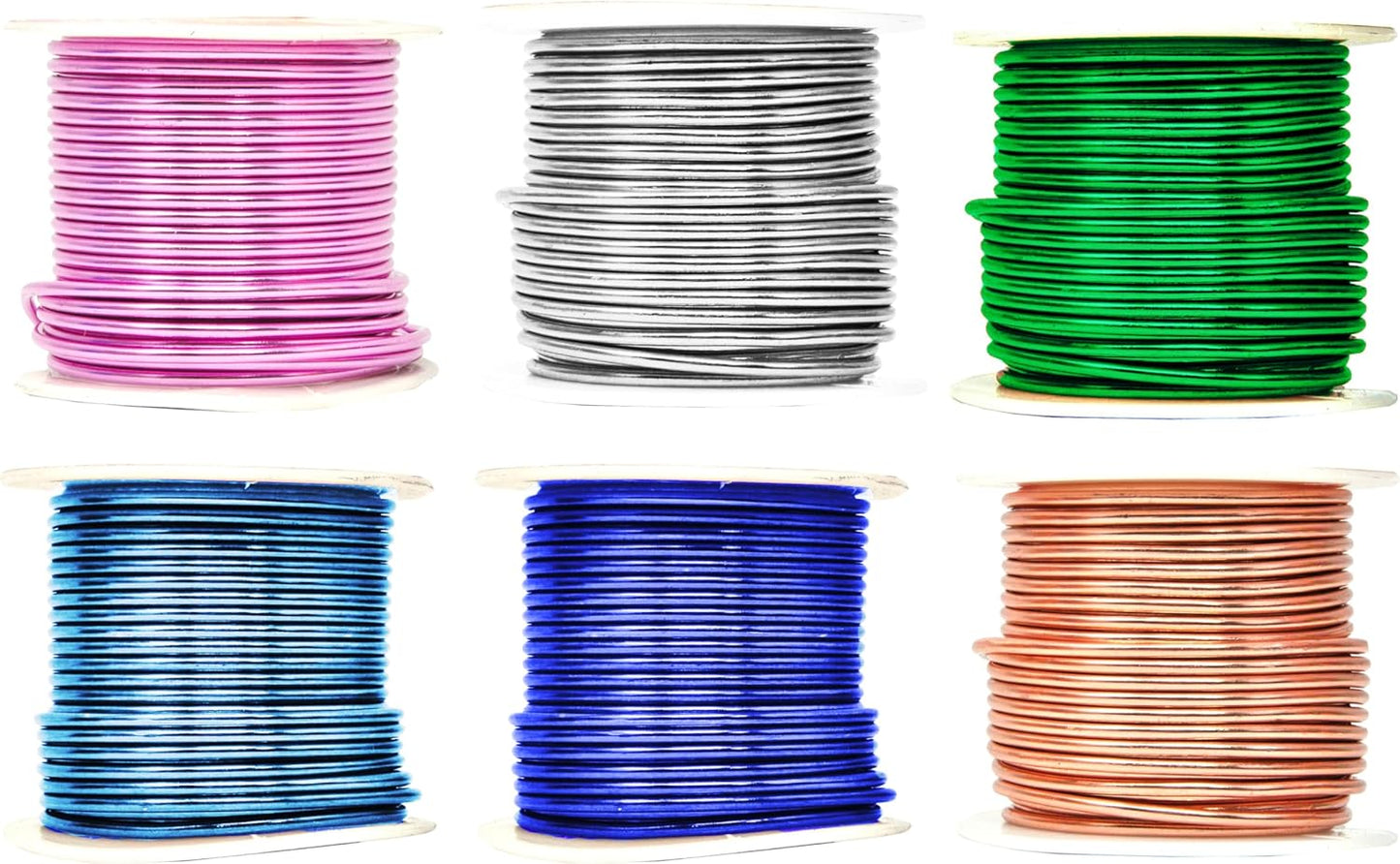 Mandala Crafts 12 Gauge Anodized Aluminum Craft Wire for Jewelry Making - 276 FT Colored Flexible Silver Copper True Blue Pink Ice Blue Green Wire - Bendable for Bonsai Armature Crafting Sculpting