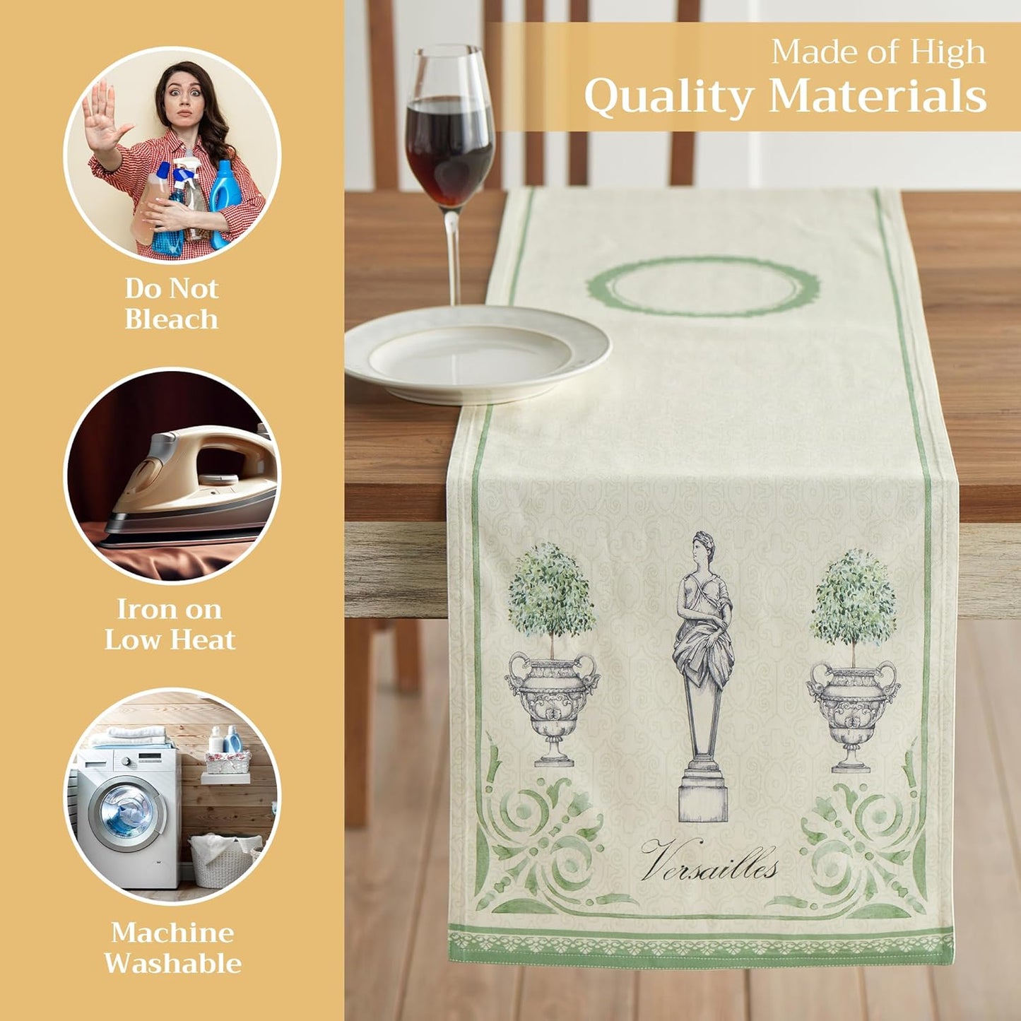 Maison d' Hermine Table Runner 100% Cotton Double Layer Table Runners 72 inches Long Decorative for Home Kitchen Dining Party Wedding Bridal Shower Spring Summer (Jardin Du Roy, 14.50" x 72")