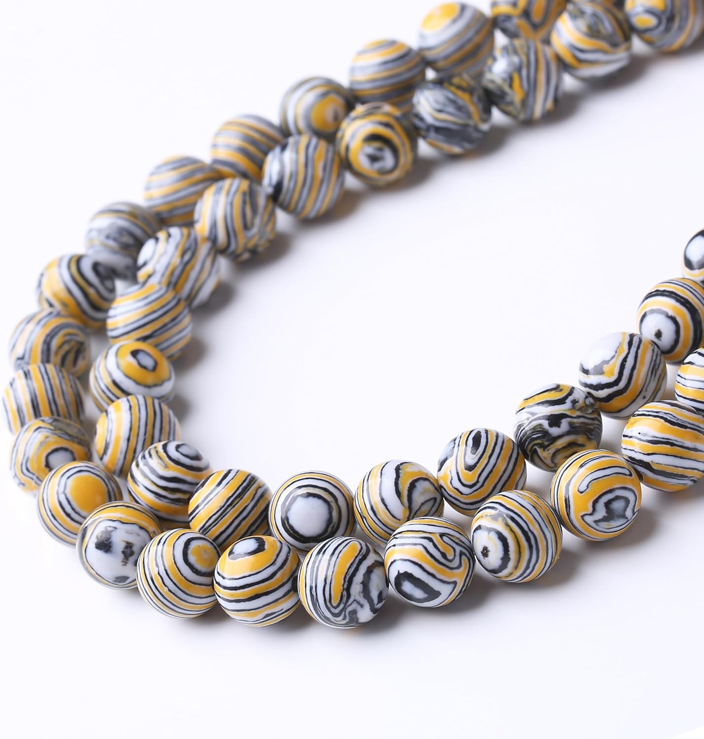 Yellow Peacock Turquoise Stone Beads Gemstone Round Crystal Energy Jade Beads Stone Beads for Jewelry Making DIY Bracelet Necklace Jewelry Making 1 Strand 15.5inch 60PCS 6MM