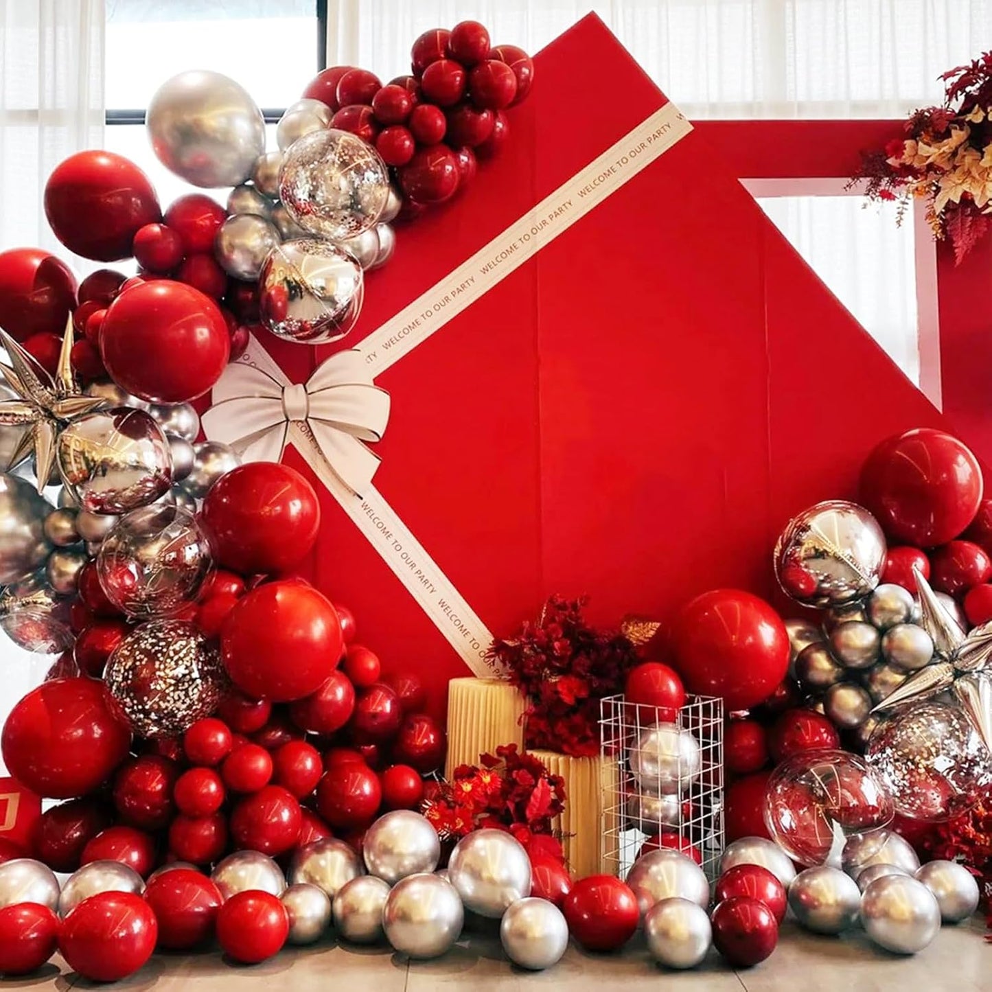 90pack Ruby Balloons Different Size 18/12/10/5 Inch Ruby Balloon Garland Arch Kit for Graduation, Wedding, Birthday, Princess Them, Valentine's Day, Anniversary Party Decorations