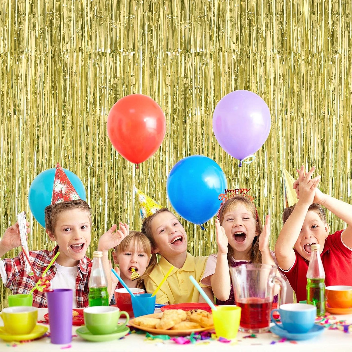 2 Pack Light Green Fringe Curtains Foil Shiny Fringe Backdrop Tinsel Door Streamers Foil Curtains for Birthday Wedding Engagement Bridal Shower Celebration Party Decorations Large