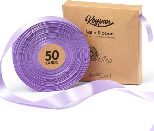Lavender Satin Ribbon 7/8 Inch x 50 Yards Double-Faced Ribbons for Gift Wrapping Crafts Flower Bouquet Wedding Paper Bows Invitations