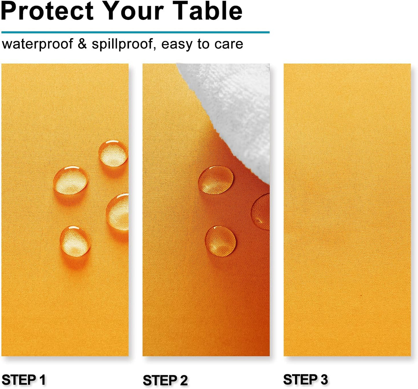 Hiasan 2 Pieces Solid Rectangle Tablecloth - Waterproof and Spillproof Washable Table Cloth for Dining Tables, Orange Yellow, 54 x 80 Inch