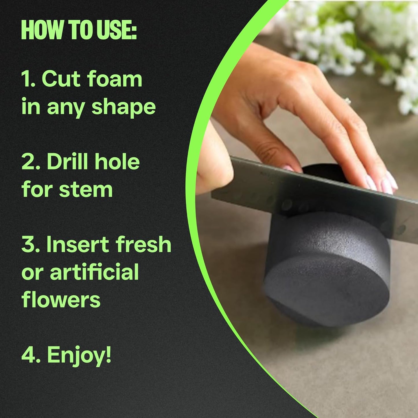 XCEL Floral Foam Blocks - Reusable, Weather Resistant Foam - Perfect for Fresh & Artificial Flower Arrangements, Crafts, Planter Boxes, Home Decor & More - 10-Pk, Gray (3” x 3”, Round)