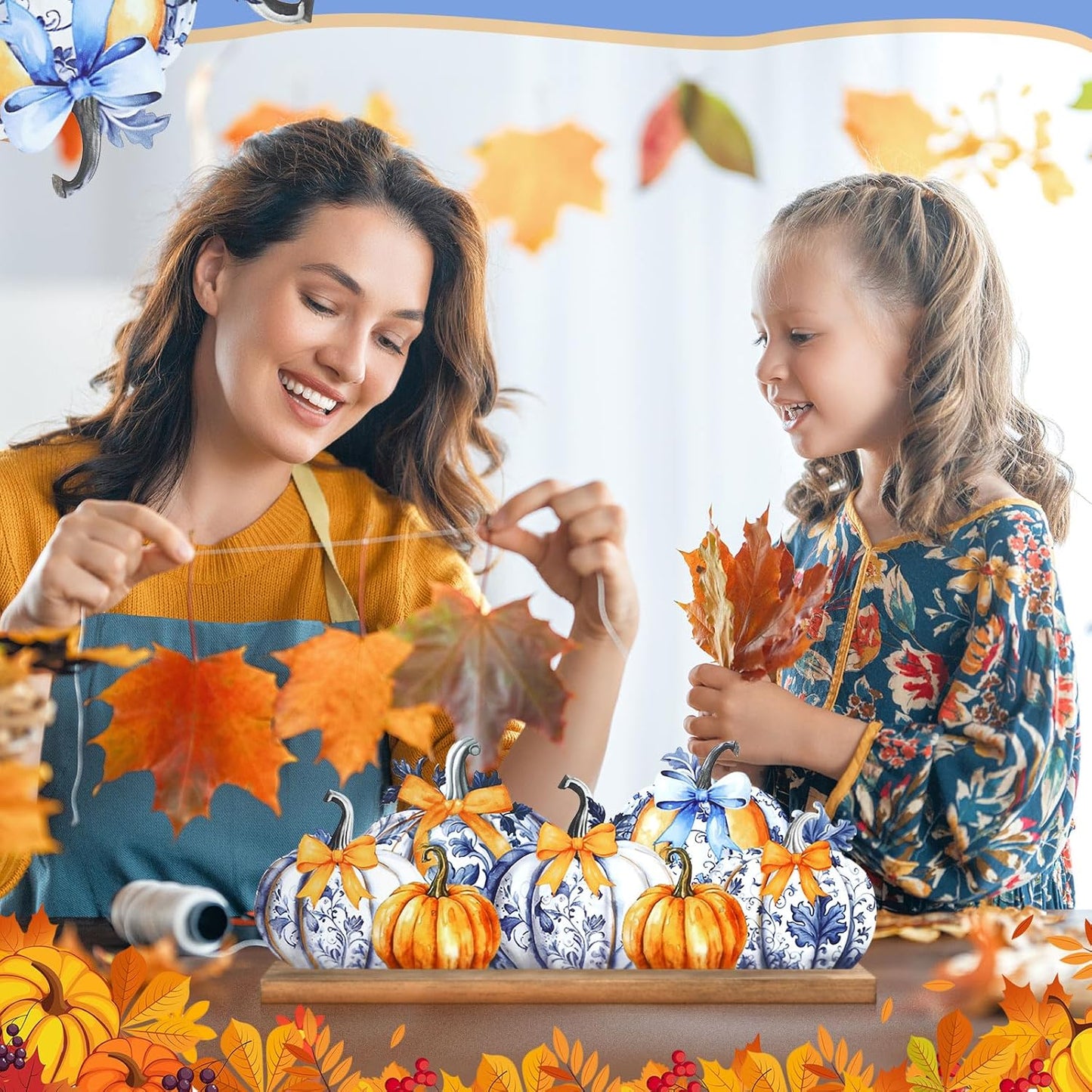 Fall Pumpkin Metal Sign Chinoiserie Pumpkin Table Decor Thanksgiving Tiered Tray Decor with Wooden Base Freestanding Metal Word Sign for Home Tabletop Centerpiece Mantel Shelf Fireplace