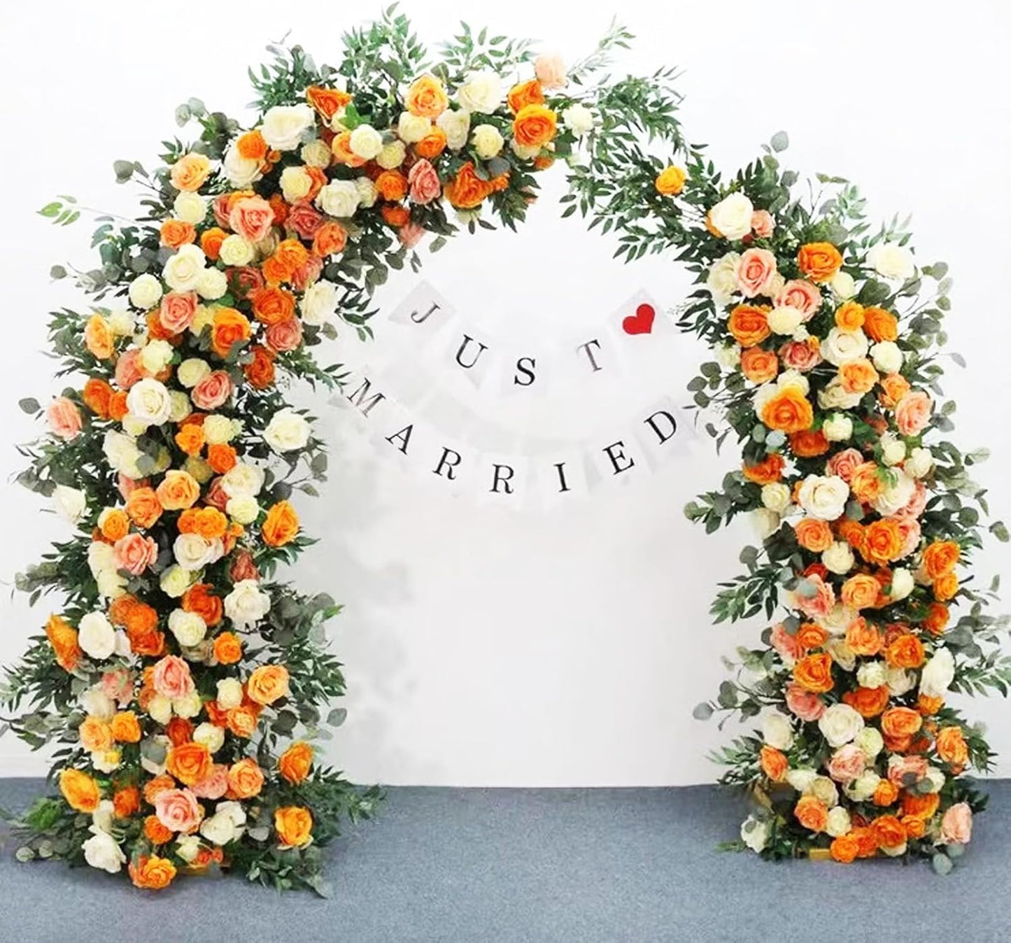 2pcs Large Wedding Arch with Base Flower Stand Arch Bracket Stand Backdrop Stand for Wedding Party Elegant Decorations & Garden Climbing Plants Vines,8.2&6.9 FT-White