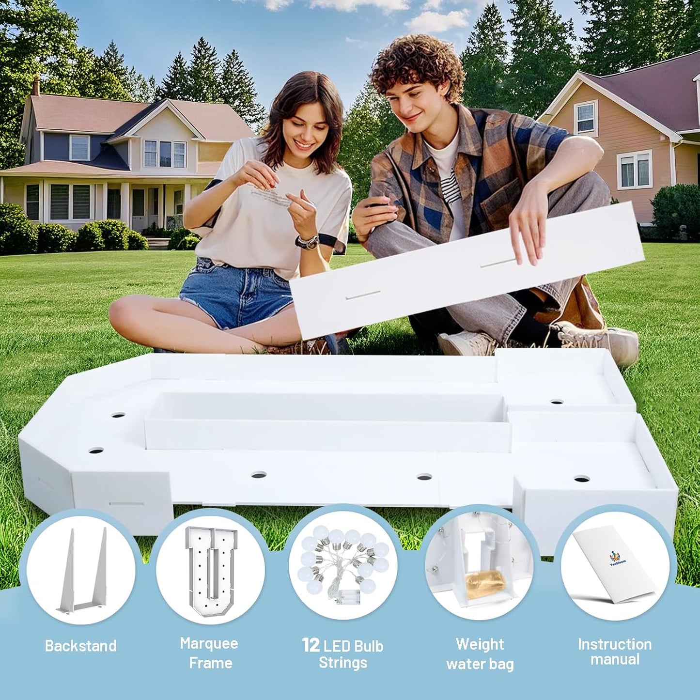 4FT Marquee Light Up Letters U,Party Decoration Large Marquee Light Up Letters with Weighted Water Bag,Pre-cut Foam Board Set Can Be Used for Birthdays,Weddings,Baby Anniversaries