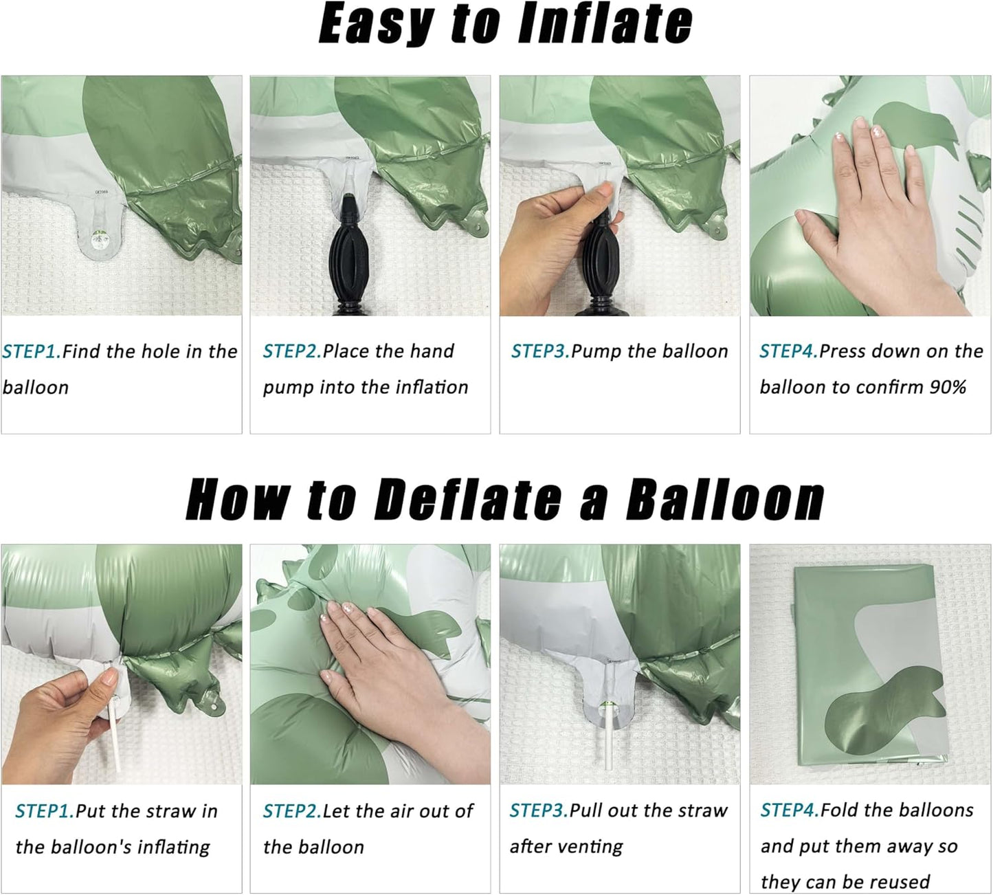 2PCS Matte Dinosaur Animal Balloons Cute inflatable dinosaur Foil Balloons for Dinosaur themed Birthday Party Baby Shower Decoration Kids Jungle Theme Birthday Party Supplies Decor