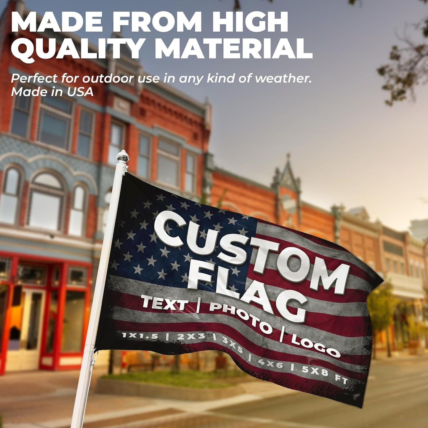 Custom Flagg_New by DreamController 1'x1.5' to 5'x8' with Business Logo, Image or Text | Personalized Outdoor Flags Banner with Grommets for Advertising, Events | Made in USA | Fast delivery | HD