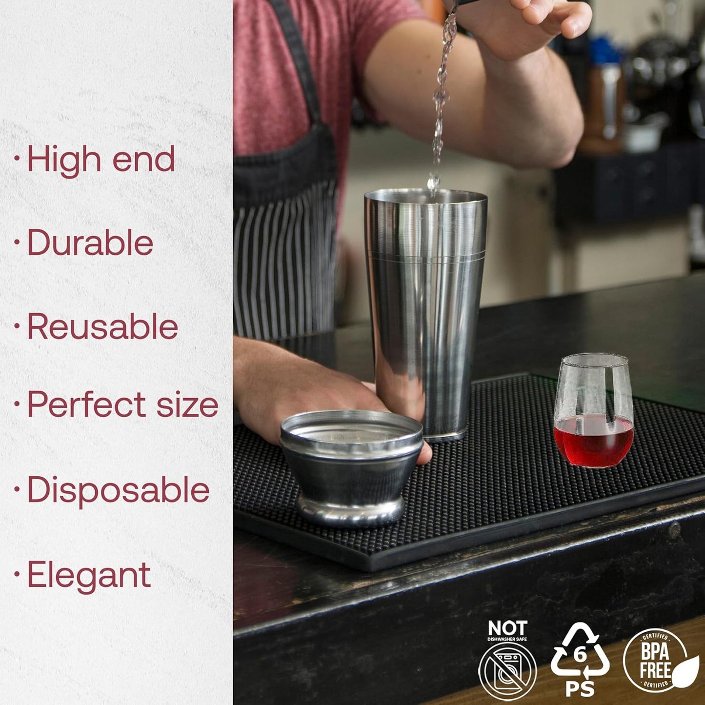 Smarty Had A Party 16 oz Clear Stemless Plastic Wine Glasses, Unbreakable Disposable Drinkware for Weddings, Parties, and Events, Bulk Set (64 Count)