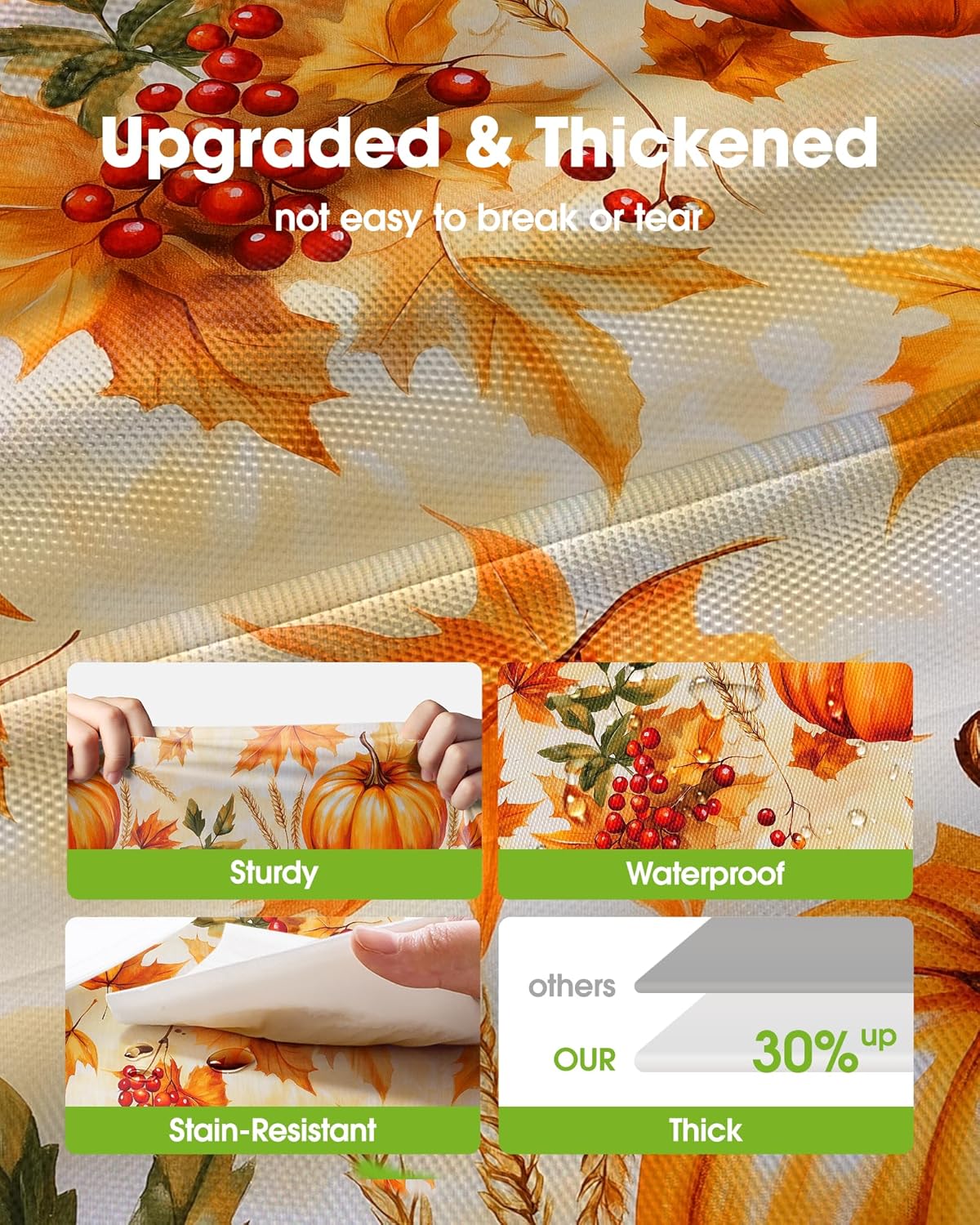 Pureegg Plastic Table Cloth Disposable 10 Pack, 54 x 108 Inch Table Cloths, Thanksgiving Decorations, Harvest Party, Fall Tablecloths, Rectangle Tables, Leakproof & Sturdy, Pumpkin Harvest