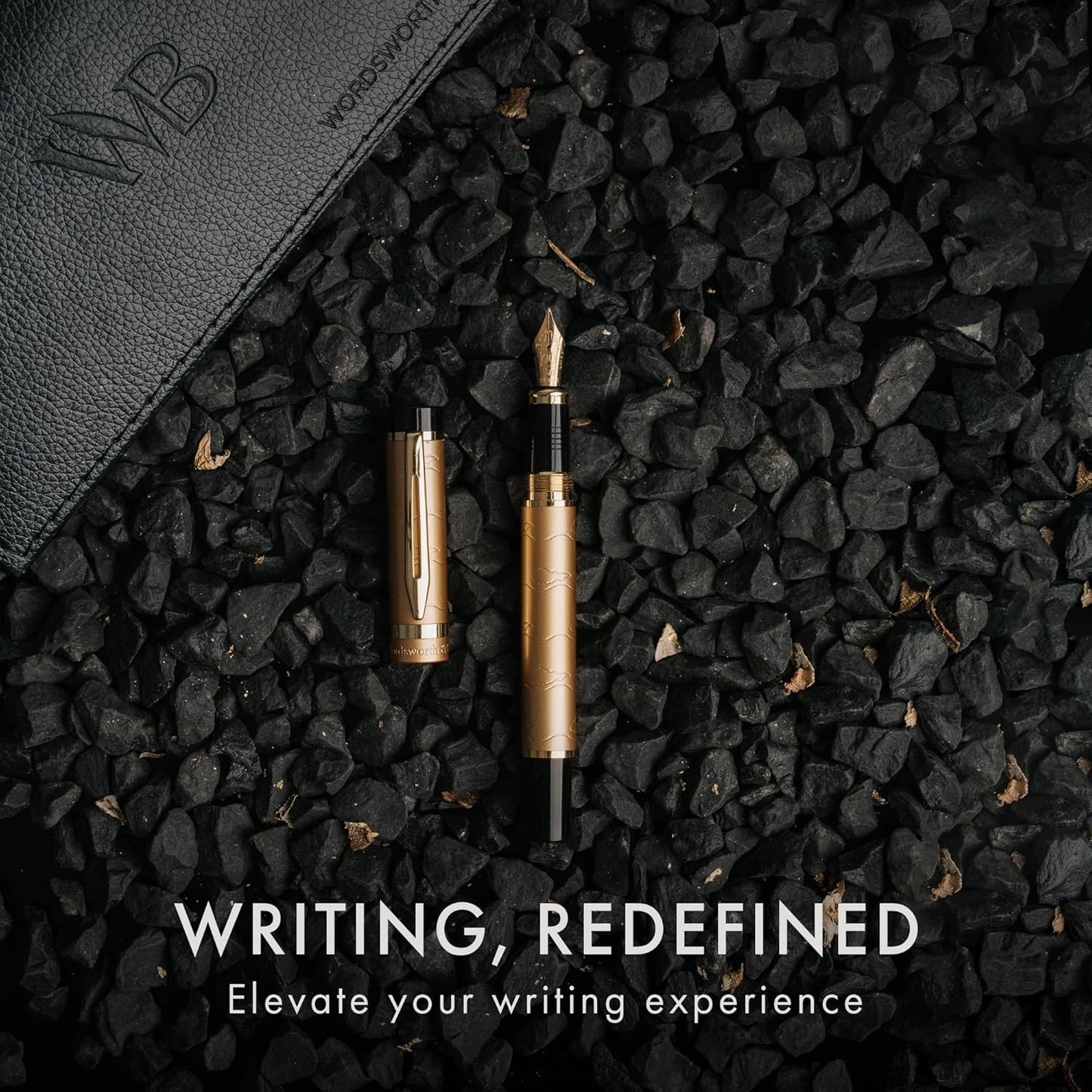 Wordsworth & Black Primori Fountain Pen Set [Stunning Gold]; Medium Nib, Gift Case, 24 Ink Cartridges, Refill Converter, Manual; Journaling, Calligraphy, Smooth Writing Pens; Left and Right Handed