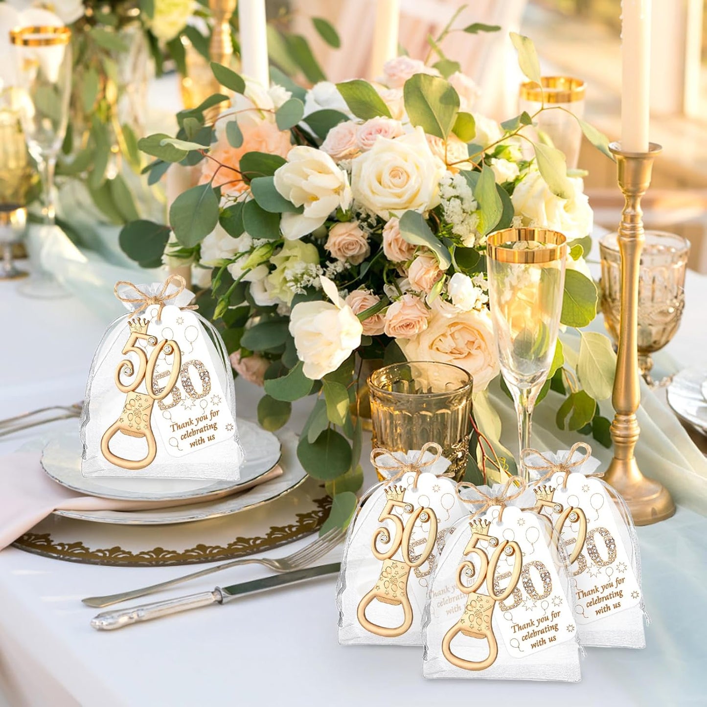 50Pcs 50th Birthday Bottle Opener Set 50th Birthday Party Favors 50th Golden Bottle Openers Personalized Party Favors Wedding Anniversaries Souvenirs Favors For Guests Party