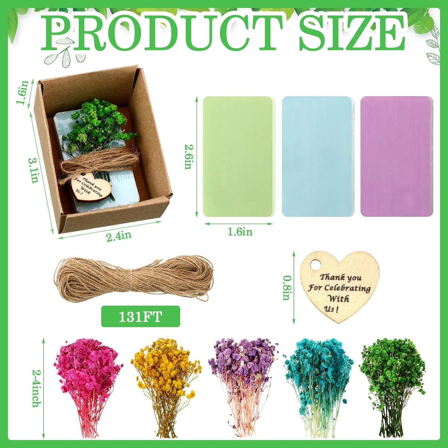 Kigeli Set of 45 Soap Favors DIY Bridal Shower Favors Bulk Wedding Soap Gifts Baby Shower Scented Soap Favors Natural Handmade Soap Bars for Wedding Bridal Shower (Blue, Green, Purple, Rectangle)