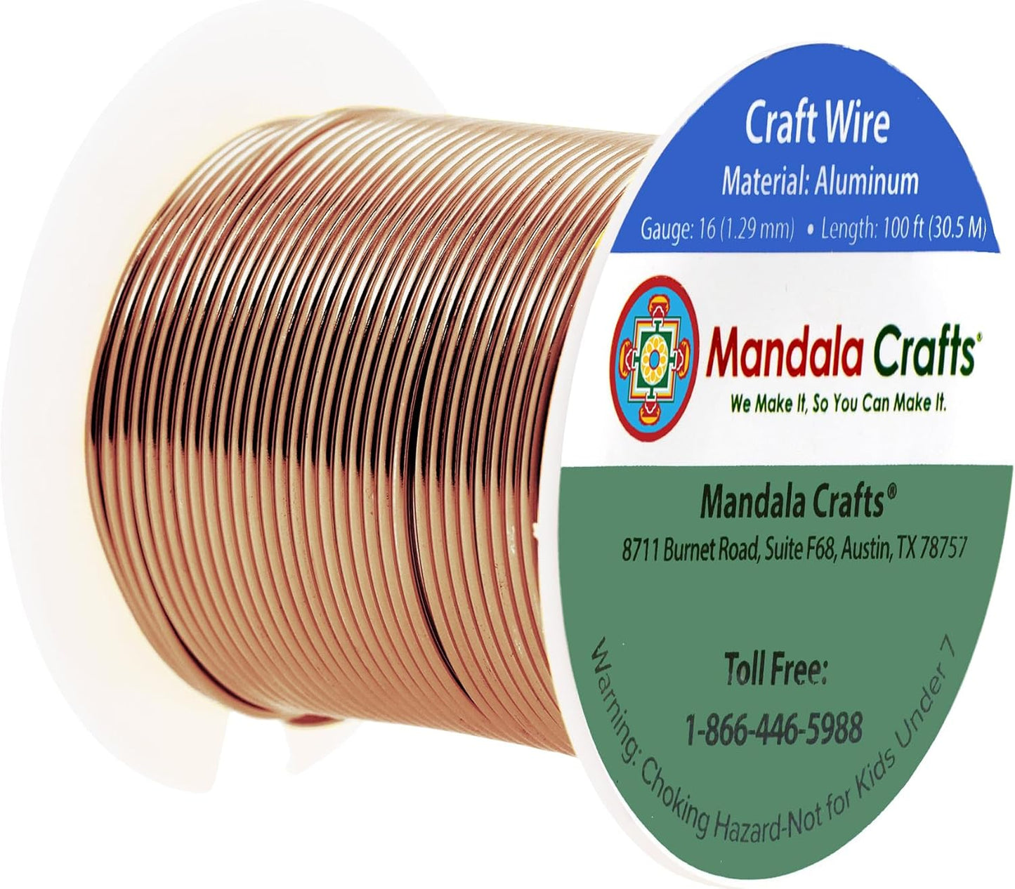 Mandala Crafts 16 Gauge Anodized Aluminum Craft Wire for Jewelry Making - 100 FT Colored Flexible Light Brown Wire - Bendable for Bonsai Armature Crafting Sculpting