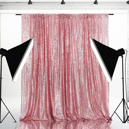 Eternal Beauty Fuchsia Pink Sequin Backdrop, 6x8 Ft Glitter Background Curtains for Shimmer Photography Party Wedding Birthday Back Drop Decor