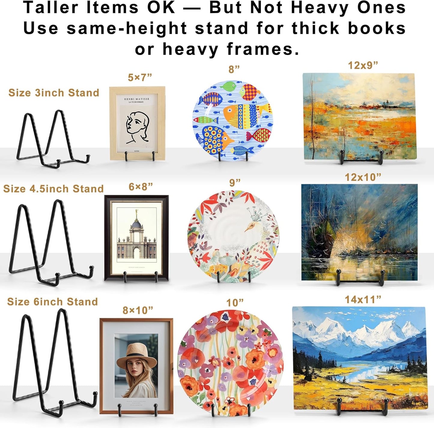 3 Pack 4.5inch YCLYC Picture Stands for Display, Black Metal Plate Stands for Display - Decorative Plate Stand, Plate Holder Display Stand, Picture Frame Stand - Plate Display Stands for Picture Stand