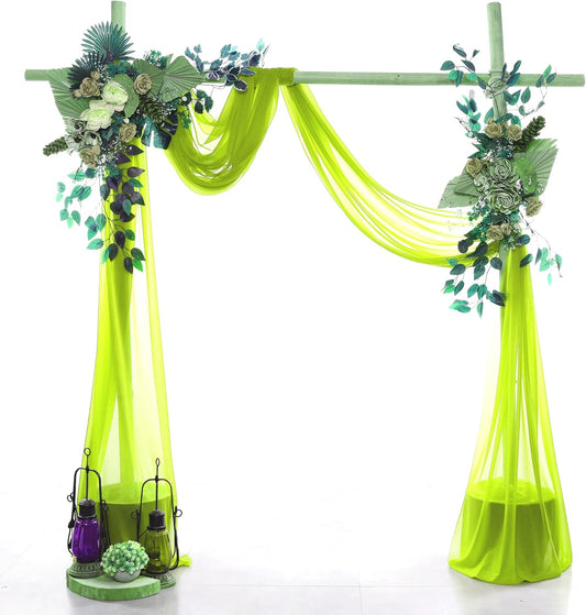 VDS Pack of 1 Panel (30 Inch X 50 Feet) Wedding Arch Draping Fabric Sheer Chiffon Fabric Drapery for Wedding Ceremony Reception Swag Backdrop Canopy Chuppah ARBO Altars Decoration (Parrot Green)