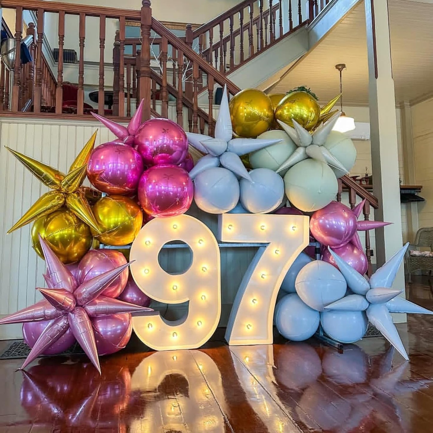 Colorful Star Balloons 12pcs, 27/22 Inch Foil Rainbow Star Explosion Balloons, Large Spike Mylar Cone Balloon, Multicolor Fireworks Shape Balloon Party Decor for Birthday Graduation