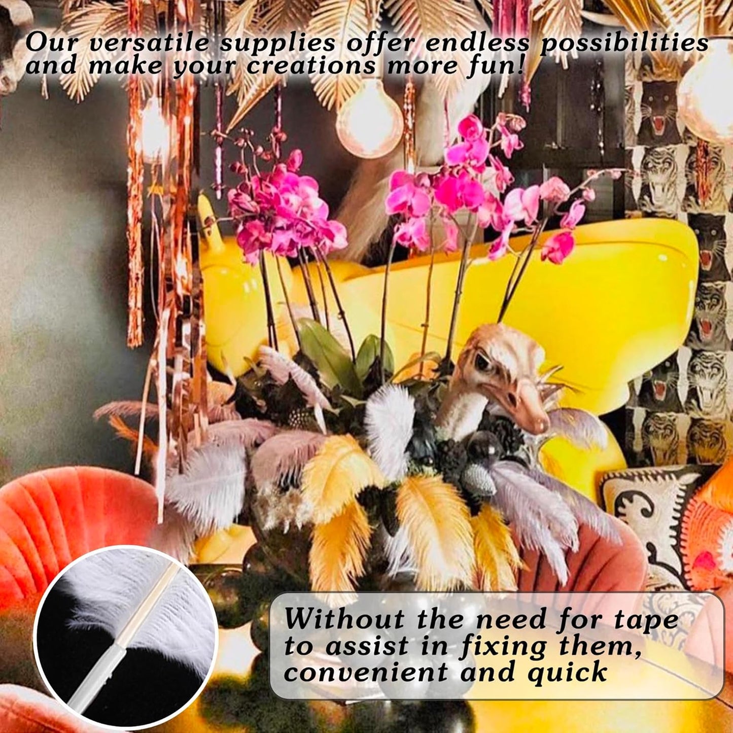 SOGUGOM Black Craft Ostrich Feathers - 30PCS 6-8 inch Ostrich Feathers Kit for Centerpieces, Kindergarten Crafts, Dream Catchers and DIY Projects(Black)