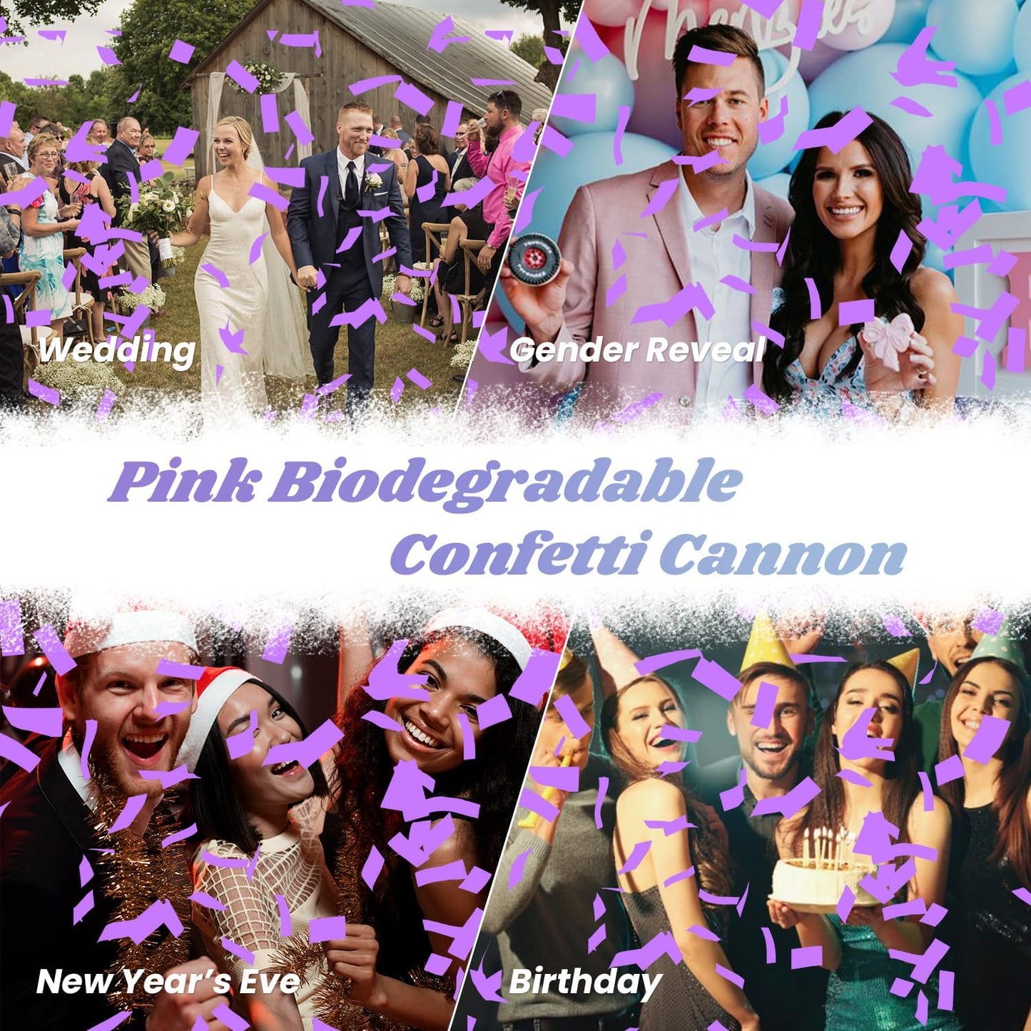 Confetti Cannon 12Pack Purple Biodegradable Cannon Poopers 12Inch Purple Party Poppers Confetti Cannon for Celebrate Wedding Birthday Graduation Baby Shower Christmas New Year