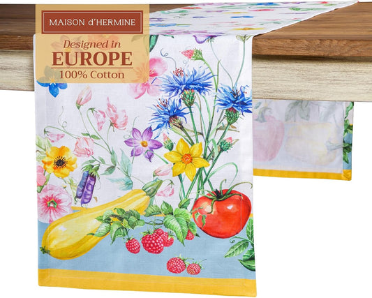 Maison d' Hermine Table Runner 100% Cotton Single Layer Table Runners 108 inches Long Decorative for Home Kitchen Dining Party Baby Shower Wedding Bridal Shower Spring Summer (Giverny, 14.50" x 108")