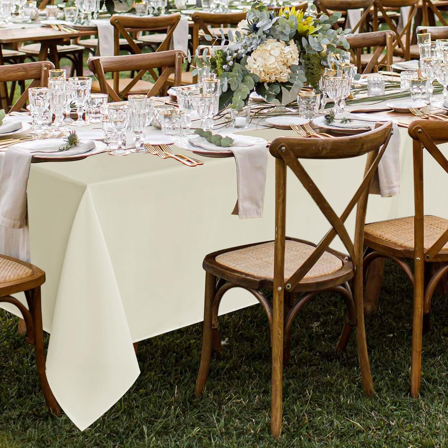 Fitable 8 Pack Table Cloth Rectangle Table: Stain and Wrinkle Resistant Tablecloth Rectangular, Washable Polyester Tablecloths for Wedding Party Dining Banquet Event Catering(Ivory, 70x120 Inch)