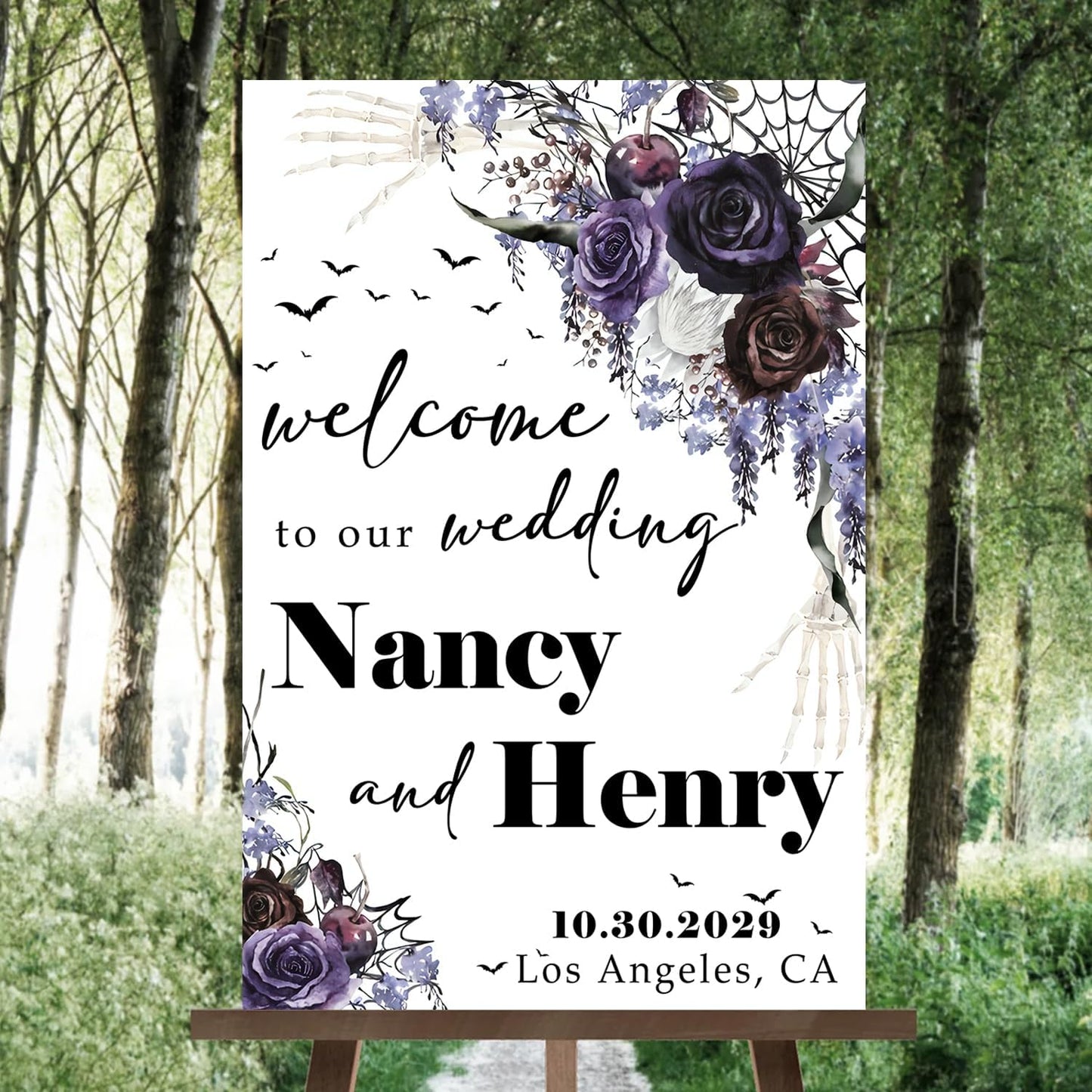 Gothic Halloween Wedding Welcome Til Death Do Us Part Sign - Black Gothic Wedding Sign