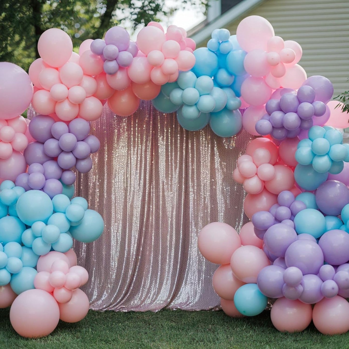 Blue Pink Purple Balloons, 12 Inch Pastel Balloons, Pearl Pink Purple Blue Pastel Latex Balloon for Boys Girls Baby Shower Gender Reveal Mermaid Birthday Wedding Princess Party Decorations