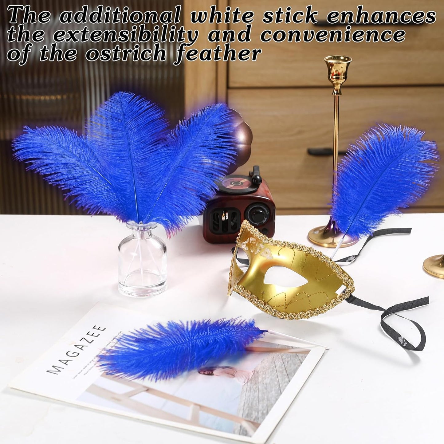 SOGUGOM Blue Craft Ostrich Feathers - 30PCS 6-8 inch Ostrich Feathers Kit for Centerpieces, Kindergarten Crafts, Dream Catchers and DIY Projects(Royal Blue)