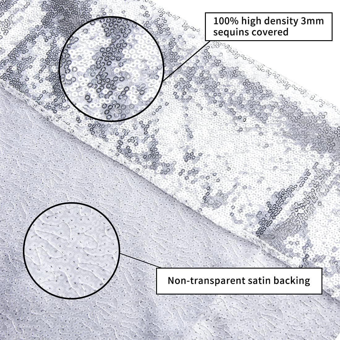 Poise3EHome 5Ft x 7Ft Silver Sequin Backdrop, Glitter Thick Satin Sequin Background Drapes, Sparkly Photography Curtain, Sequence Xmas Thanksgiving Backdrop for Wedding Party Holiday Festival Decor