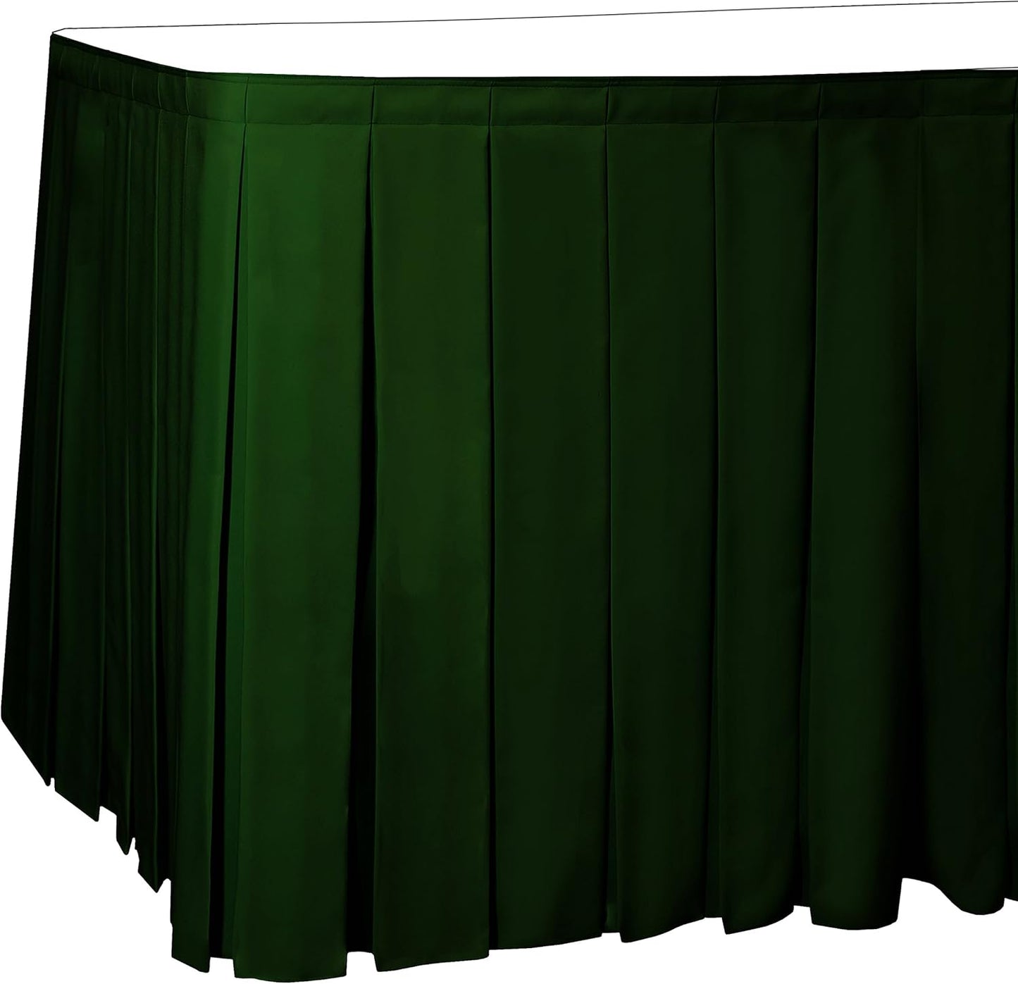 Ultimate Textile Pleat Polyester Fabric Table Skirt - Machine Washable Flame Resistant with Clips for Events, Weddings & Trade Shows, Cut & Sewn in Paterson, NJ - Hunter, 7' Box Pleat