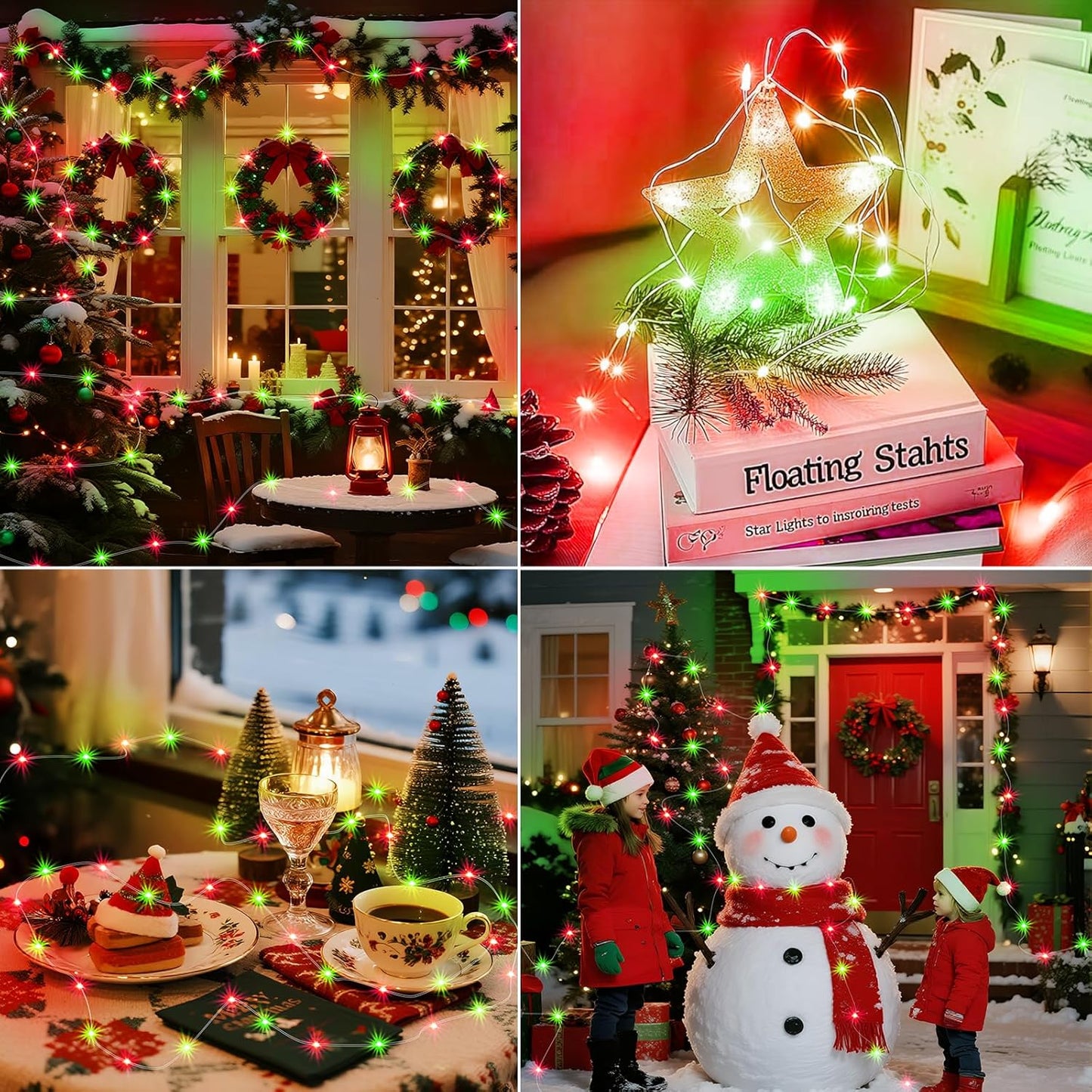 ZGWJ 8 Pack Christmas Fairy Lights Battery Operated, 7ft 20LED Mini Fairy String Lights Silver Wire 3 Modes Waterproof for Christmas Tree DIY, Parties, Bedroom Decorations Red&Green Red&Green