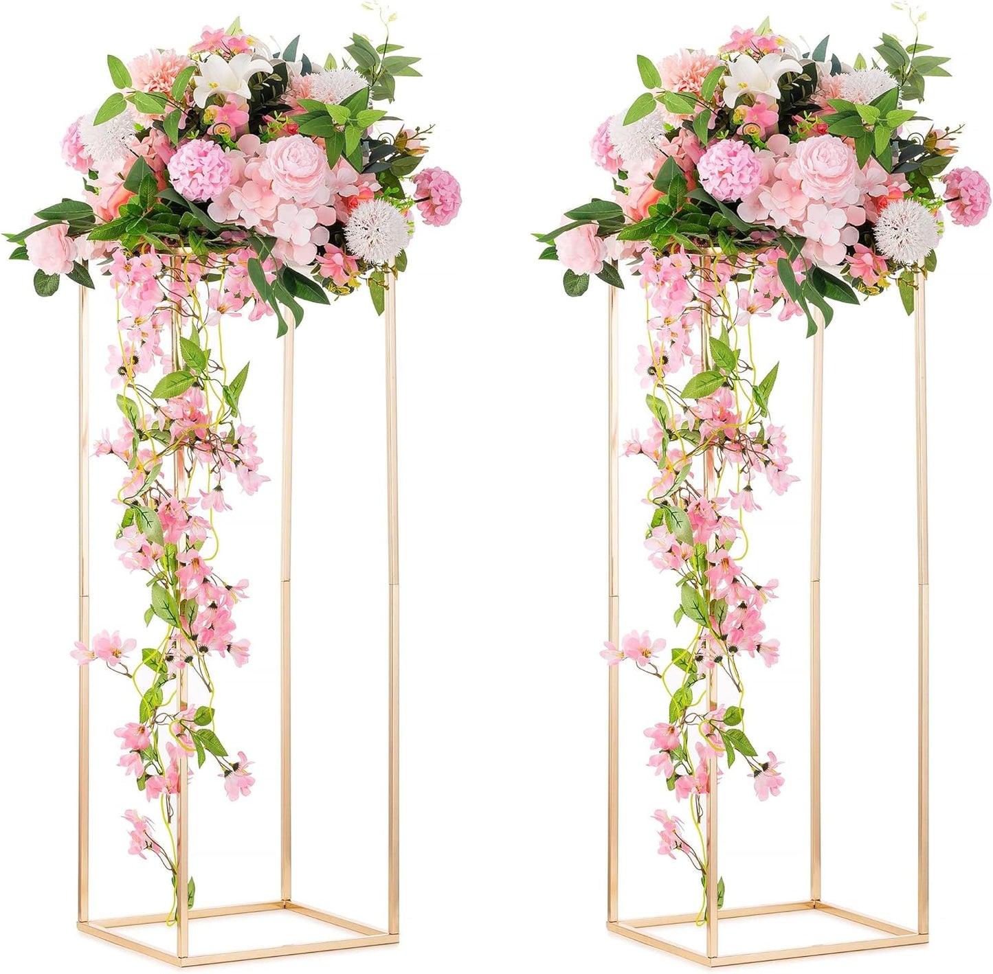 Gold Flower Stand for Table: 31.5” Tall Centerpiece Stand for Wedding Table Reception Floral Center Pieces with Home Decoration Party Event 2 PCS