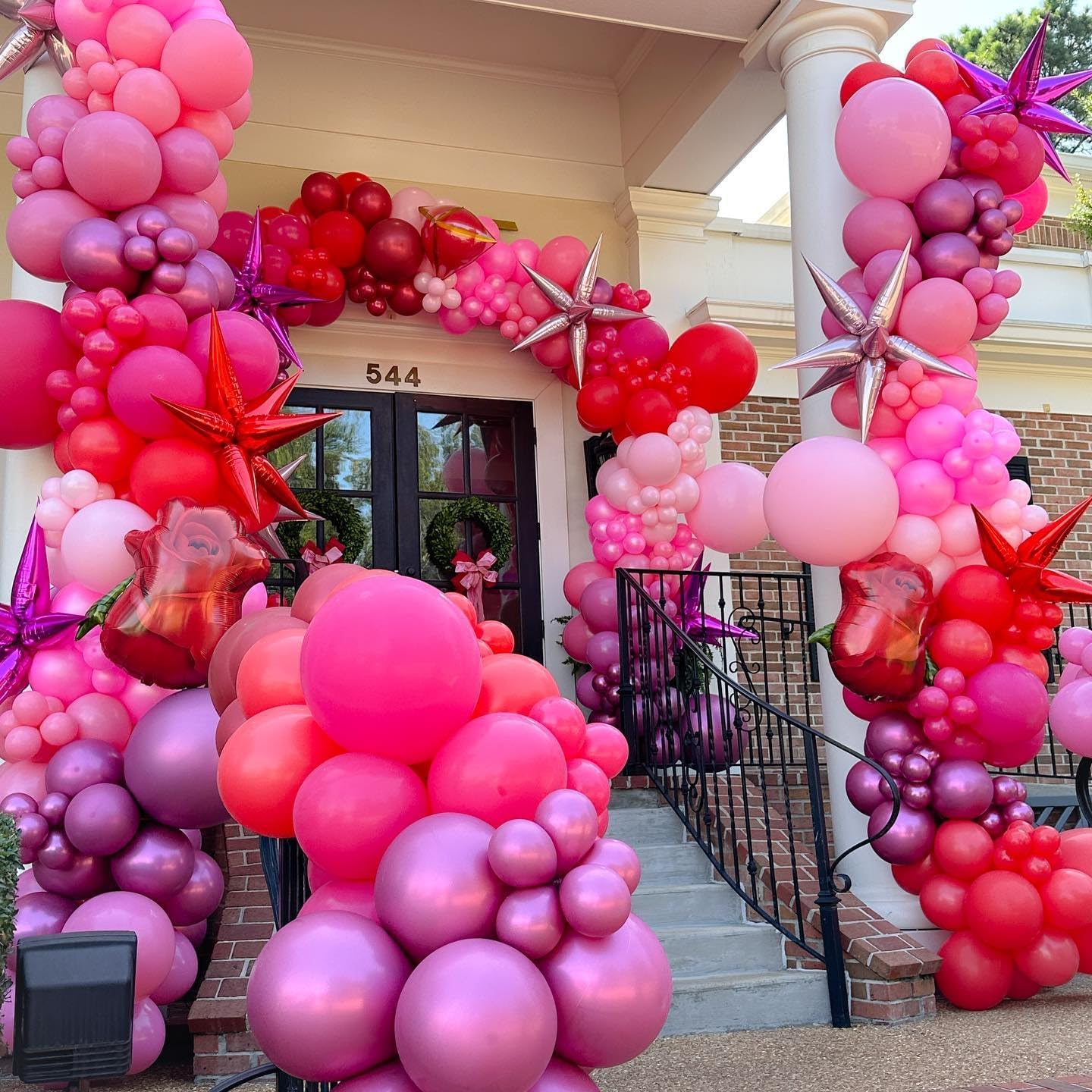 Hot Pink Red Star Balloons,9Pcs 22Inch Pink Red Explosion Spike Cone Helium Polyester Film Star Foil Balloons for Birthday Anniversary Baby Shower Valentine's Day Disco Party Decorations