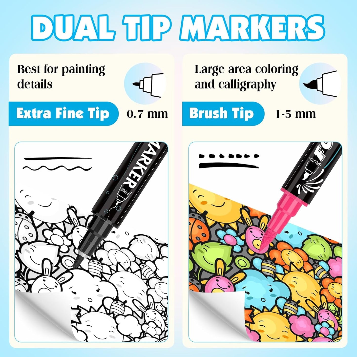 FUMILE 60 Colors Acrylic Paint Markers Dual Tip(Fine and Brush Tip), Acrylic Paint Pens paint Marker for Wood, Rock, Plastic, Glass, Ceramic, Canvas.Acrylic Markers Set for Art.