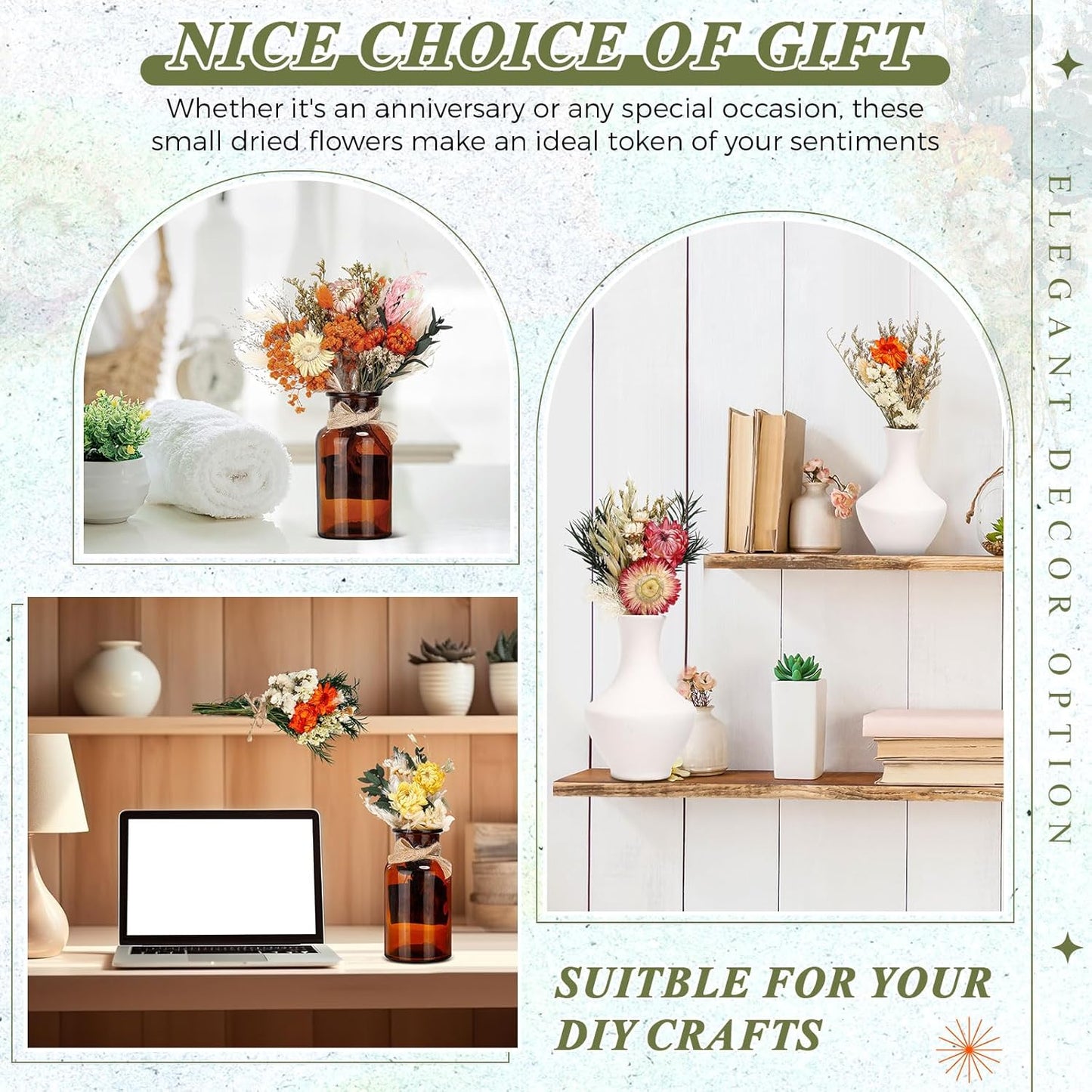 Layhit 12 Pack Boho Dried Flower Bouquet Mini Wedding Handmade Dry Flowers Decor for Vase Crafts DIY Photo Boutonniere for Men Floral Plant for Bridesmaid Gift Birthday Decor (Gerbera Daisy)