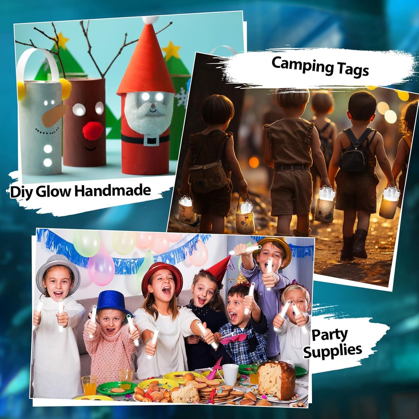 Lewtemi 50 Set 4'' Glow Sticks Bulk, Hallowee Glow in The Dark Party Supplies, Emergency Light Sticks with Lanyard, for Birthday, Light up, Neon, Halloween Theme Party Favors