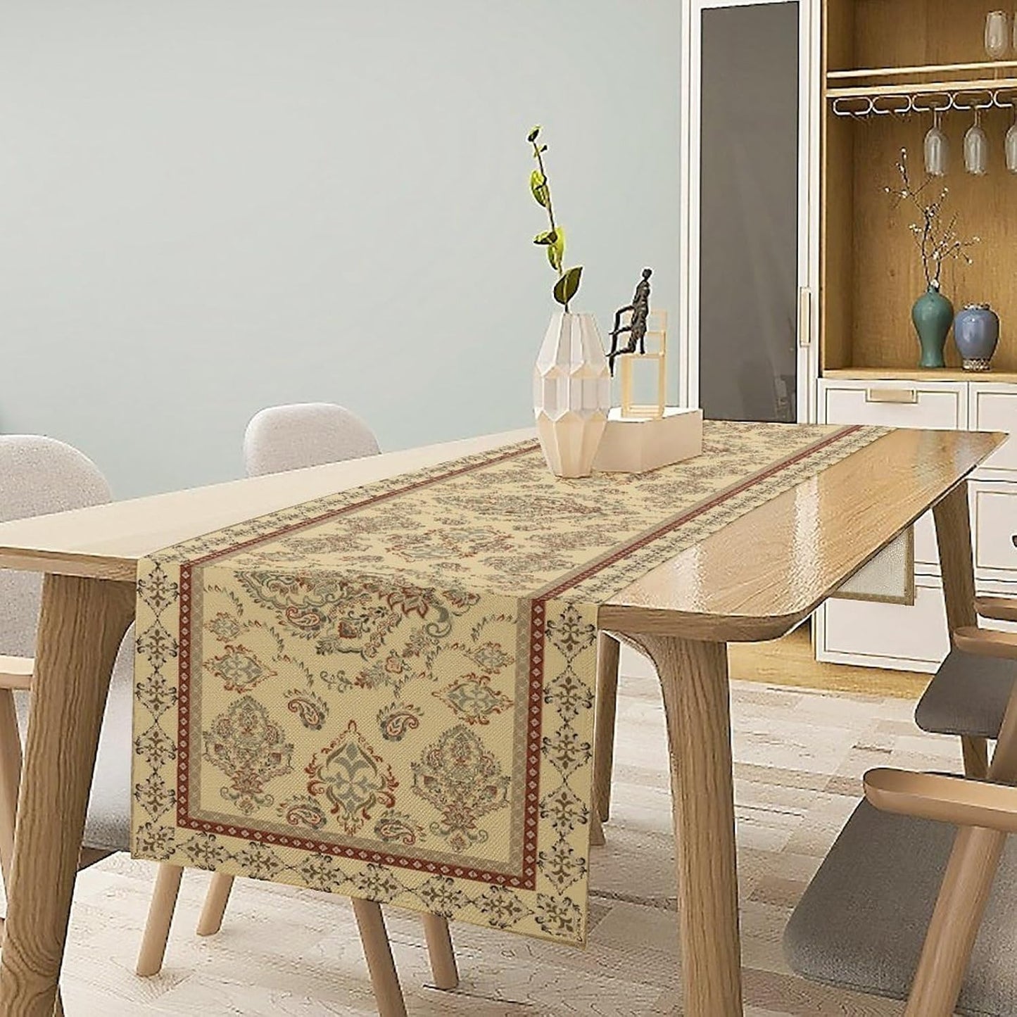 Vintage Farmhouse Flower Table Runner Boho Elegant Home Kitchen Table Dining Coffee Room Garden Party Wedding Decor 13x120in