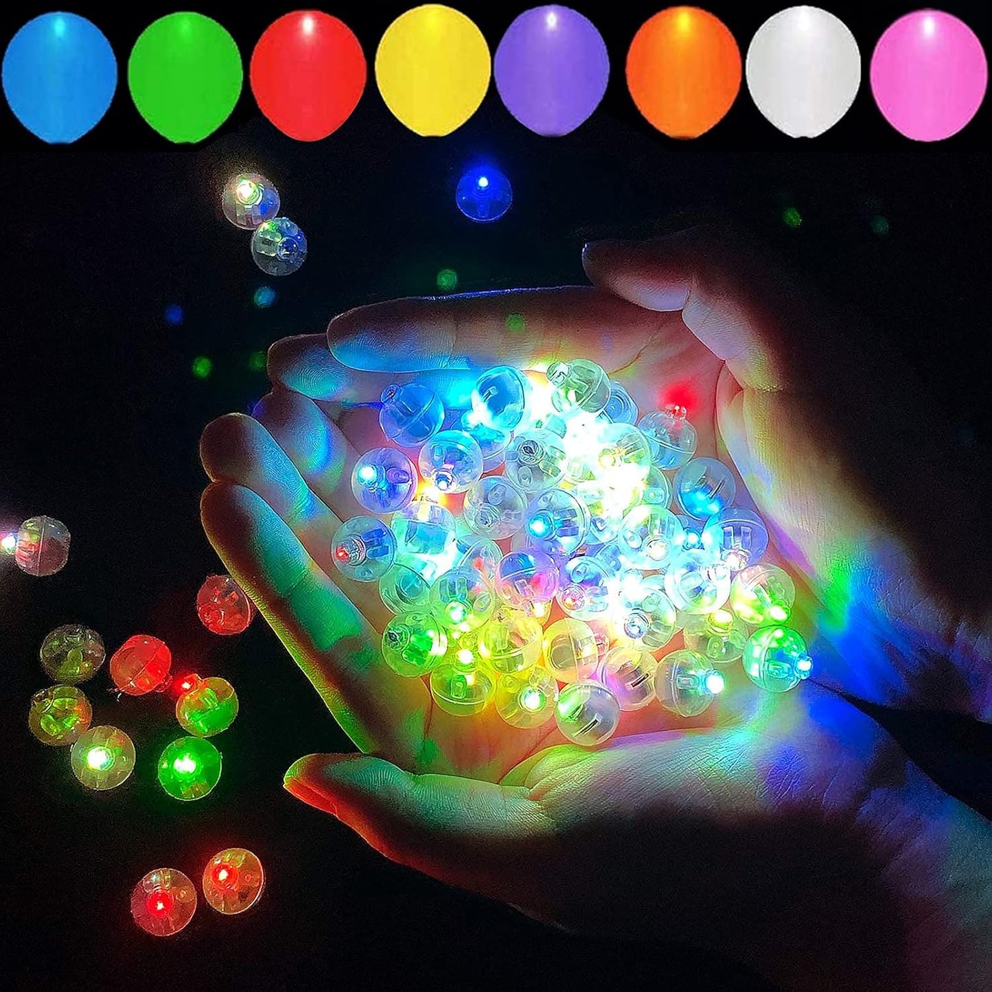 200pcs 10 Colors Balloon Lights, LED Assorted Colors Flash Lights, Mini Ball Light Round LED Ball Lamp for Paper Lantern Balloon Birthday Party Wedding Halloween Christmas Decoration