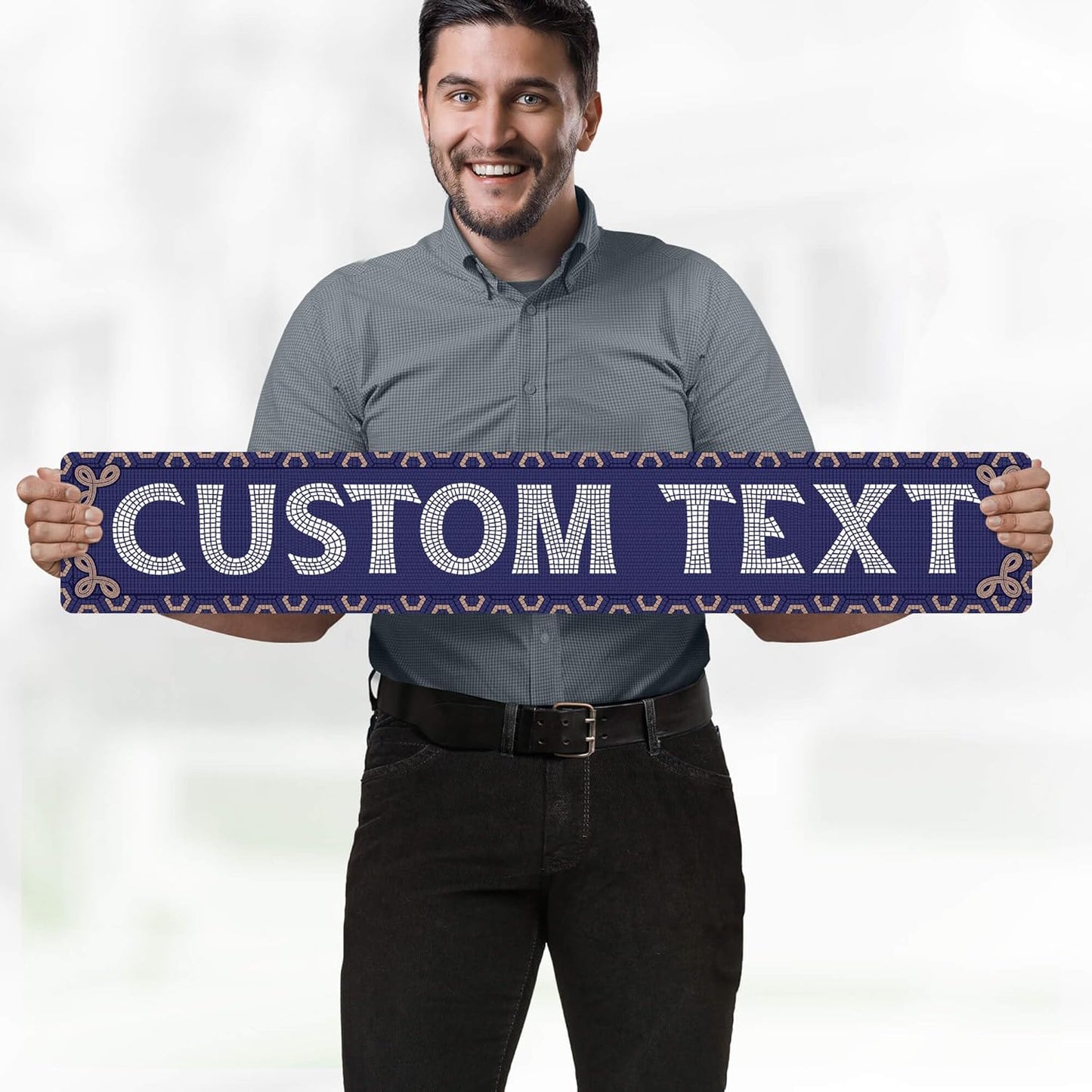 Custom Sign, Custom Street Sign, 11 Font Colors, 13 Font Styles, 4 Hole Options, 22 Sizes, 6x36 Inches, Rust Free DiBound, Fade Resistant, Made in USA by My Sign Center (Fauxsaic 1)