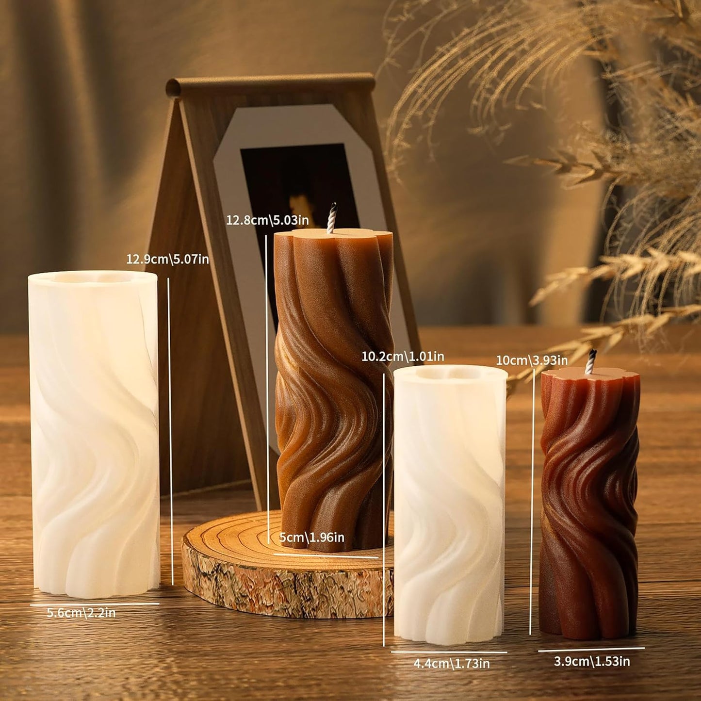 2 Pack Spiral Wave Resin Casting Molds - Silicone for 3D Animal Candle Making